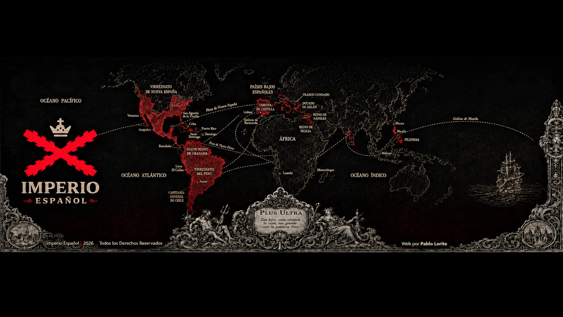 Imperio Espanol. Mapa historico, contacto y redes sociales.
